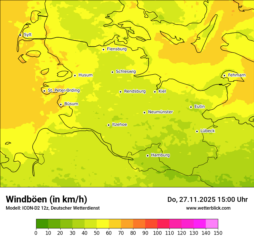 Modellkarten Windgeschwindigkeit