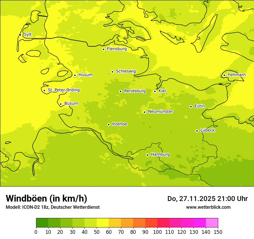 Modellkarten Windgeschwindigkeit