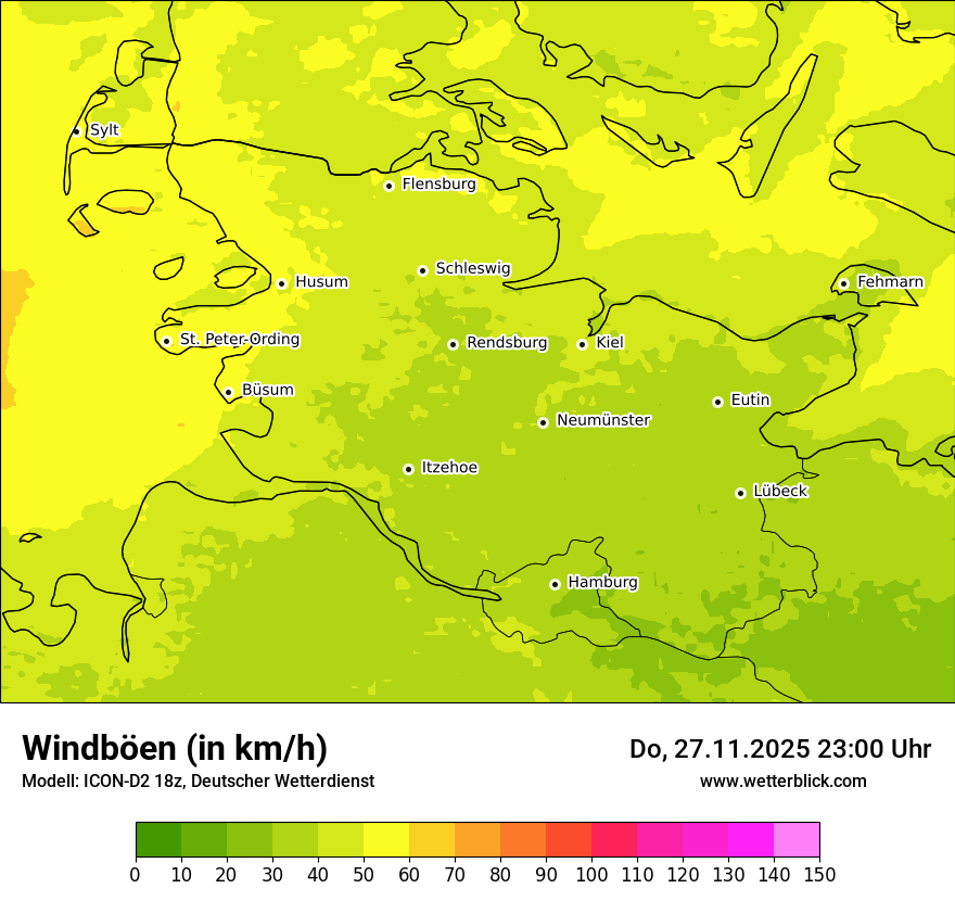 Modellkarten Windgeschwindigkeit