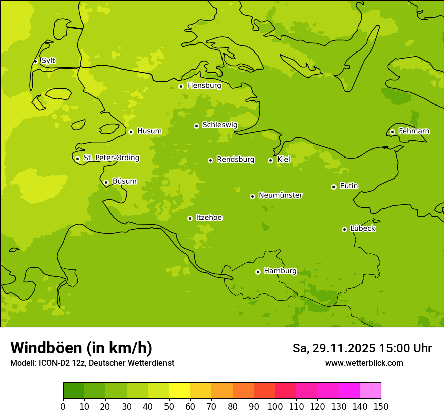 Modellkarten Windgeschwindigkeit