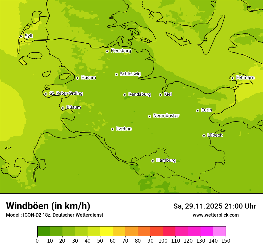 Modellkarten Windgeschwindigkeit
