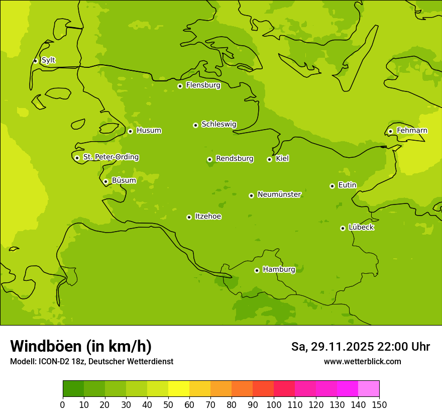 Modellkarten Windgeschwindigkeit