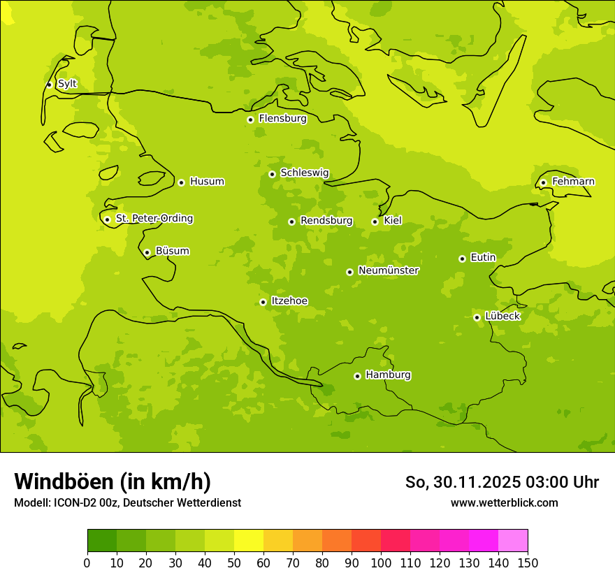 Modellkarten Windgeschwindigkeit