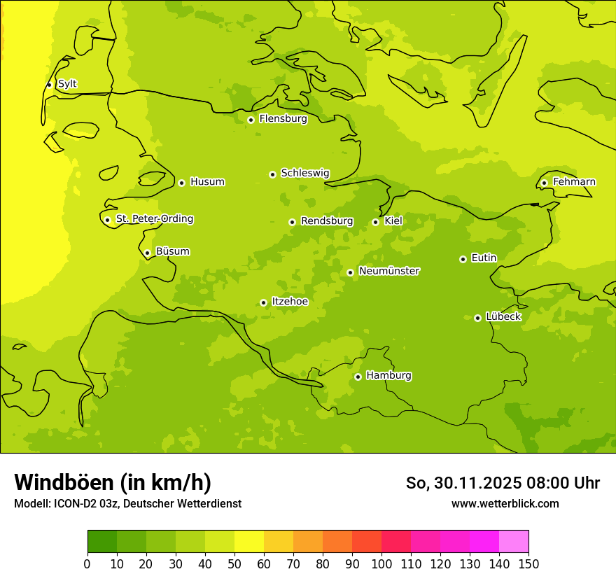 Modellkarten Windgeschwindigkeit
