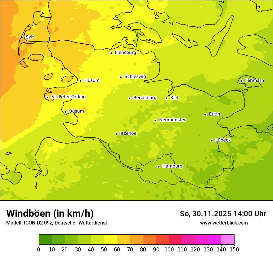 Modellkarten Windgeschwindigkeit