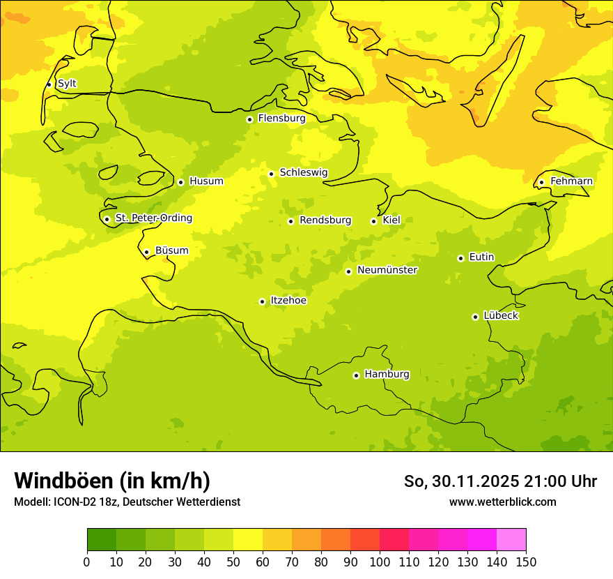 Modellkarten Windgeschwindigkeit