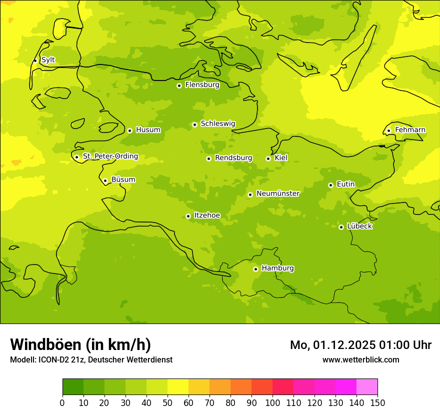 Modellkarten Windgeschwindigkeit