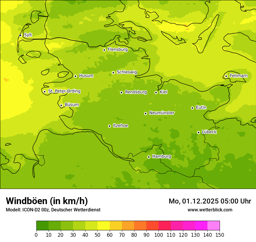 Modellkarten Windgeschwindigkeit