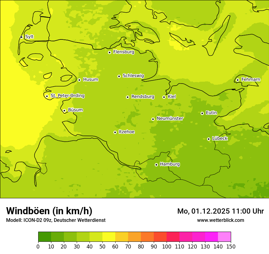 Modellkarten Windgeschwindigkeit