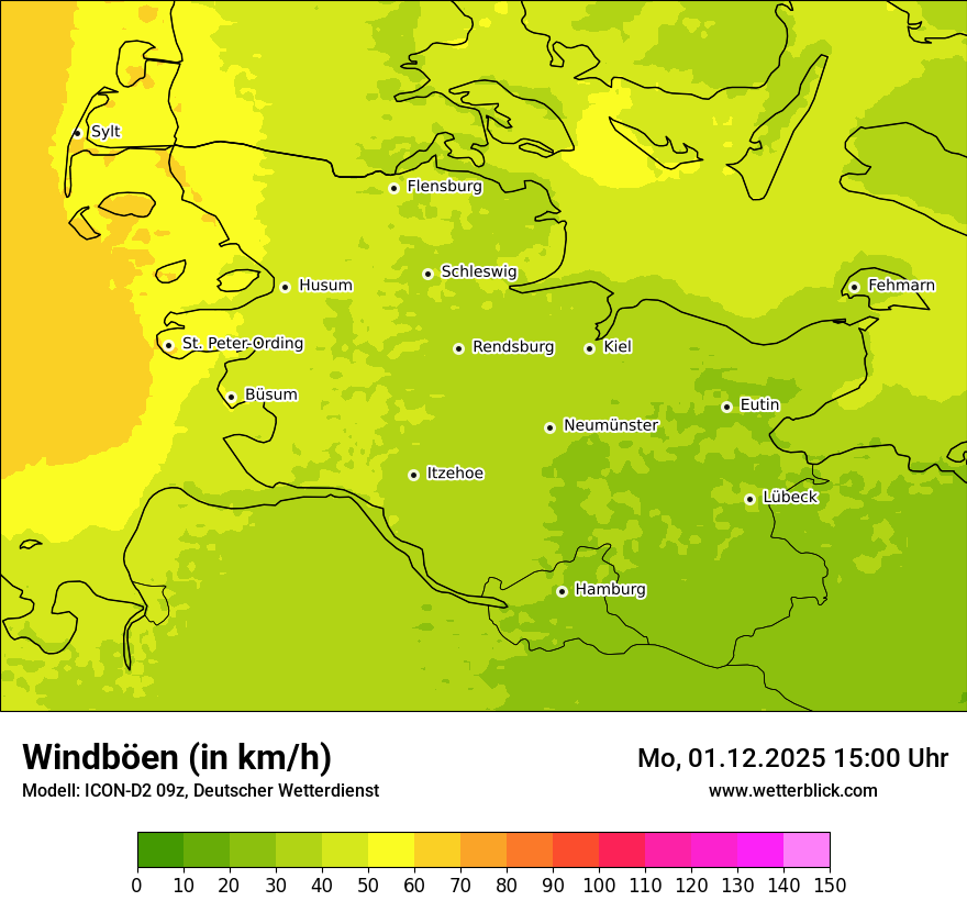 Modellkarten Windgeschwindigkeit