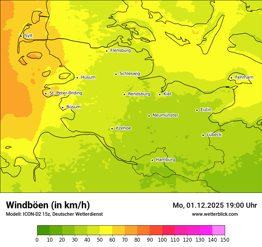 Modellkarten Windgeschwindigkeit