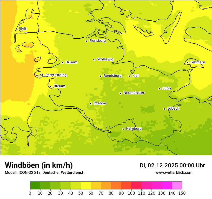 Modellkarten Windgeschwindigkeit