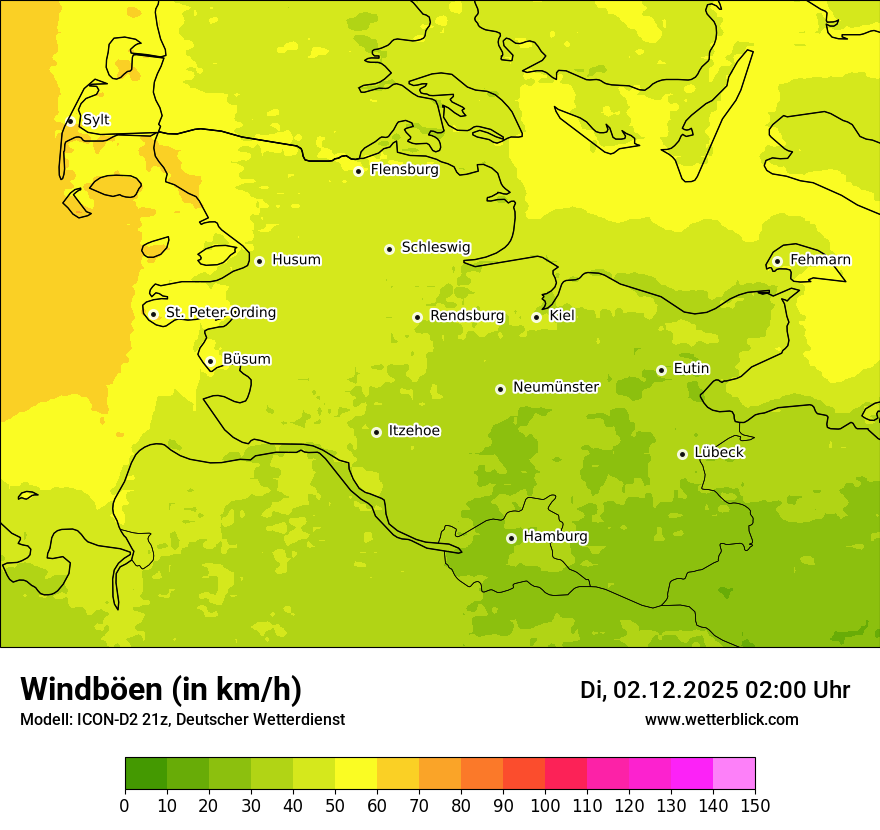 Modellkarten Windgeschwindigkeit