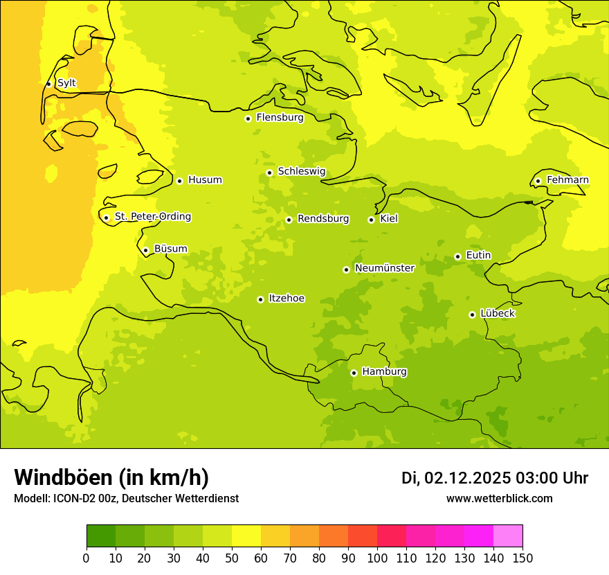 Modellkarten Windgeschwindigkeit