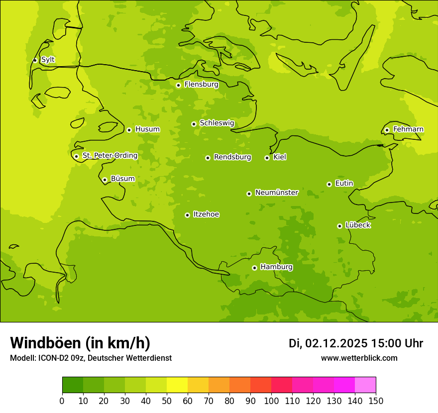 Modellkarten Windgeschwindigkeit