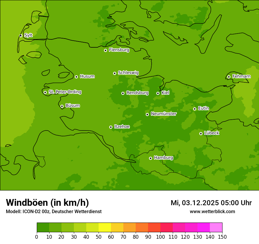 Modellkarten Windgeschwindigkeit
