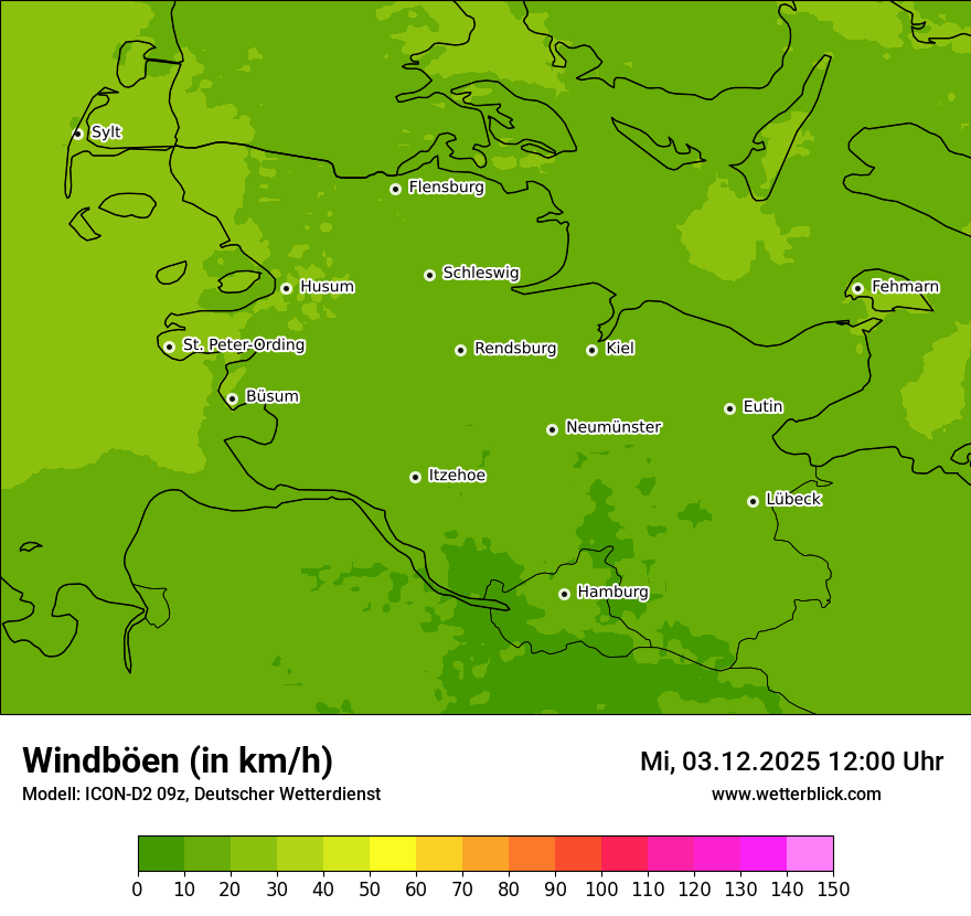 Modellkarten Windgeschwindigkeit