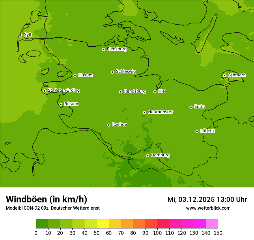 Modellkarten Windgeschwindigkeit