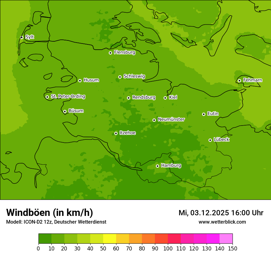 Modellkarten Windgeschwindigkeit