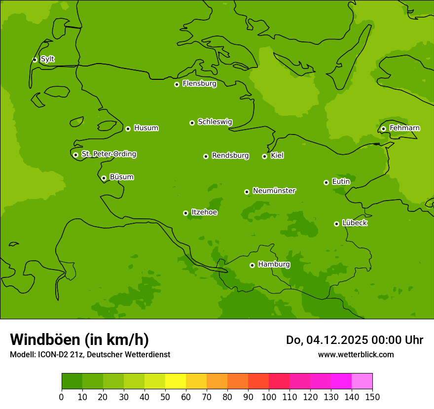 Modellkarten Windgeschwindigkeit