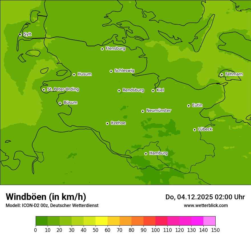Modellkarten Windgeschwindigkeit