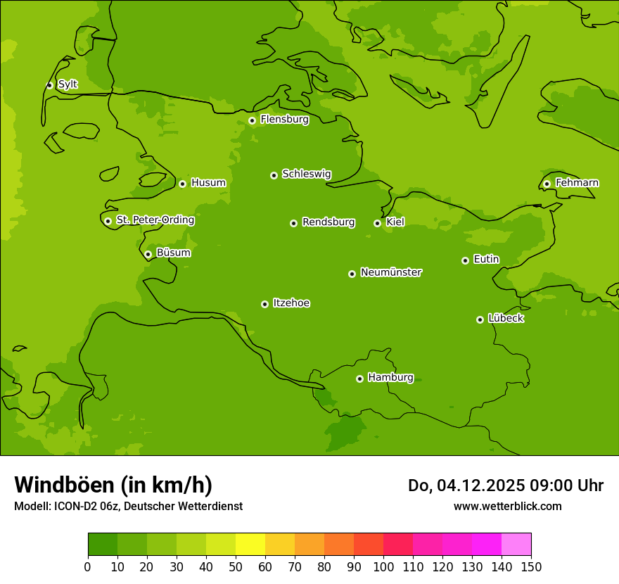 Modellkarten Windgeschwindigkeit
