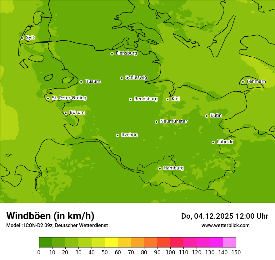 Modellkarten Windgeschwindigkeit