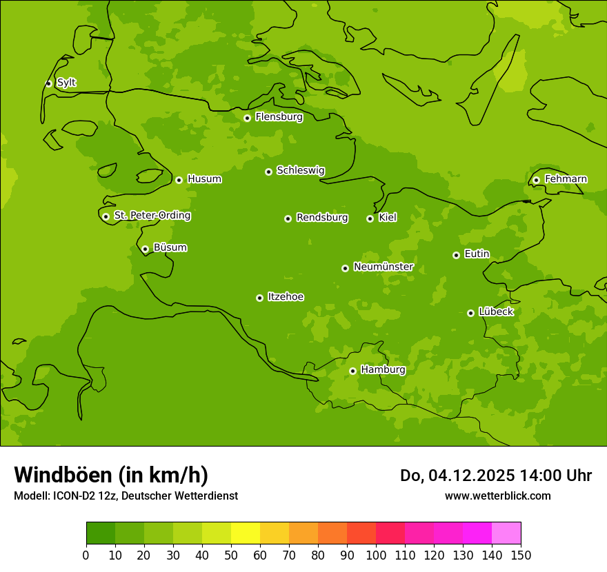 Modellkarten Windgeschwindigkeit