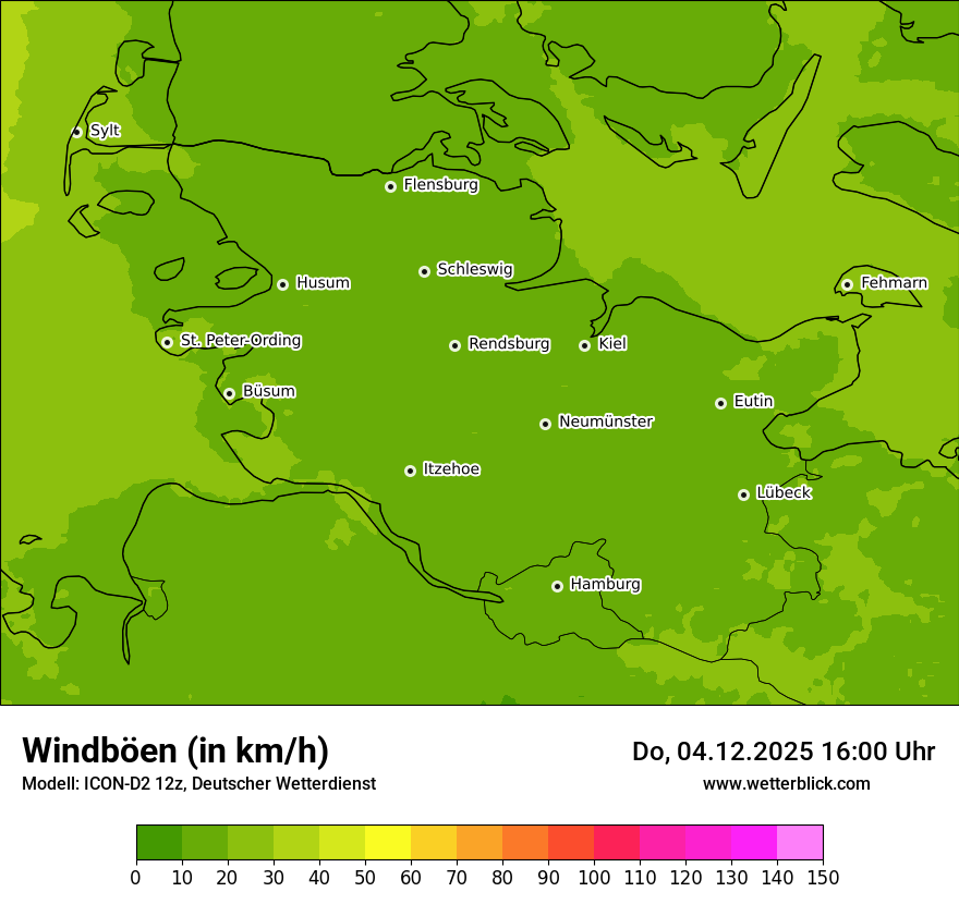 Modellkarten Windgeschwindigkeit