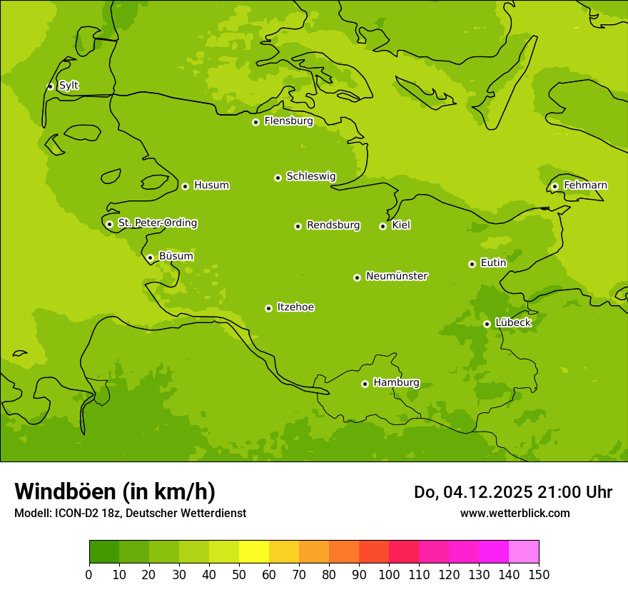 Modellkarten Windgeschwindigkeit