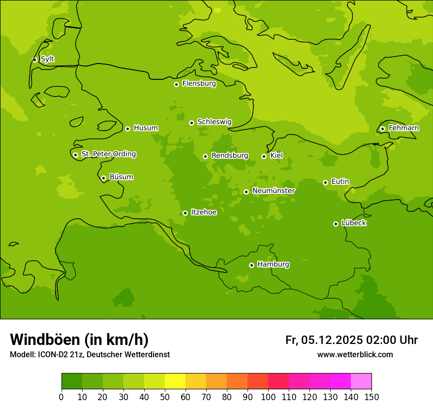 Modellkarten Windgeschwindigkeit