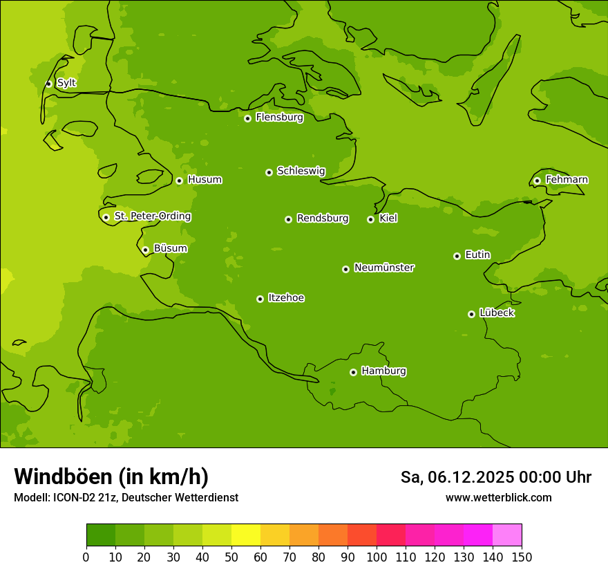 Modellkarten Windgeschwindigkeit