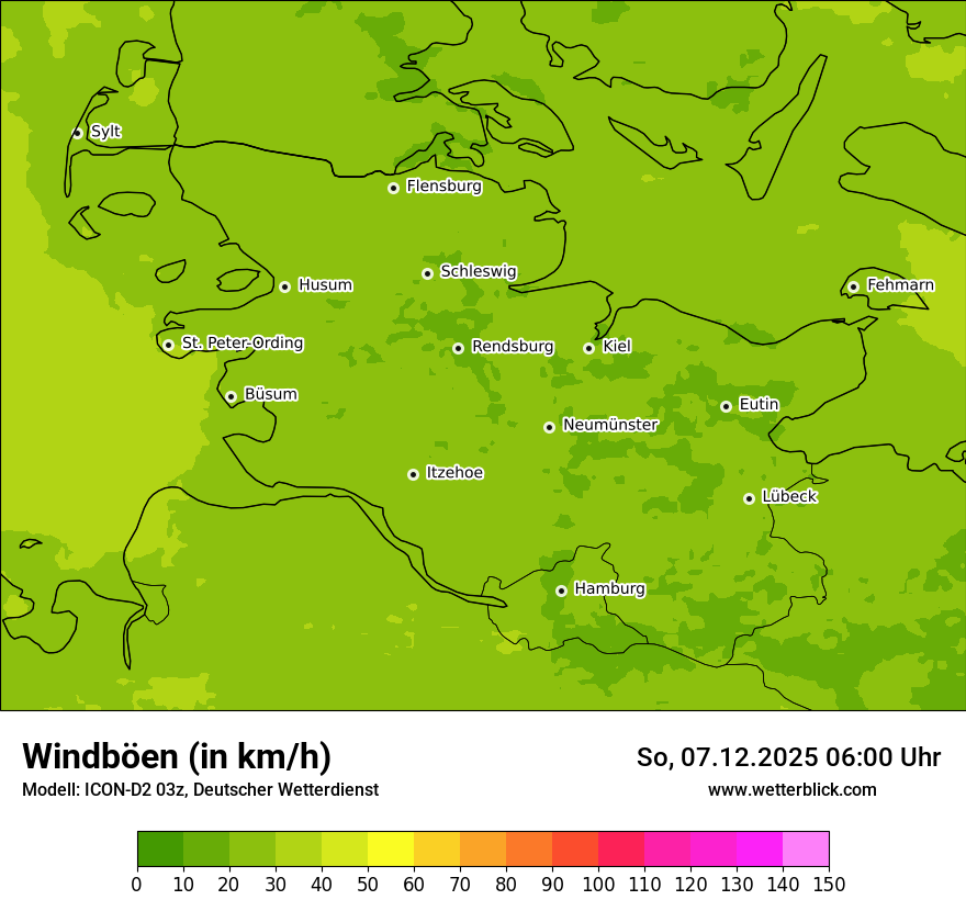 Modellkarten Windgeschwindigkeit