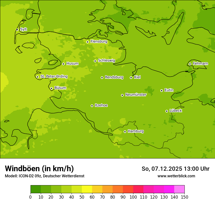 Modellkarten Windgeschwindigkeit