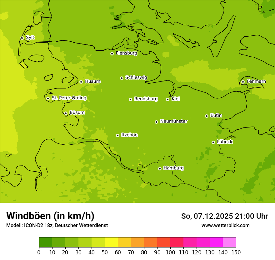 Modellkarten Windgeschwindigkeit