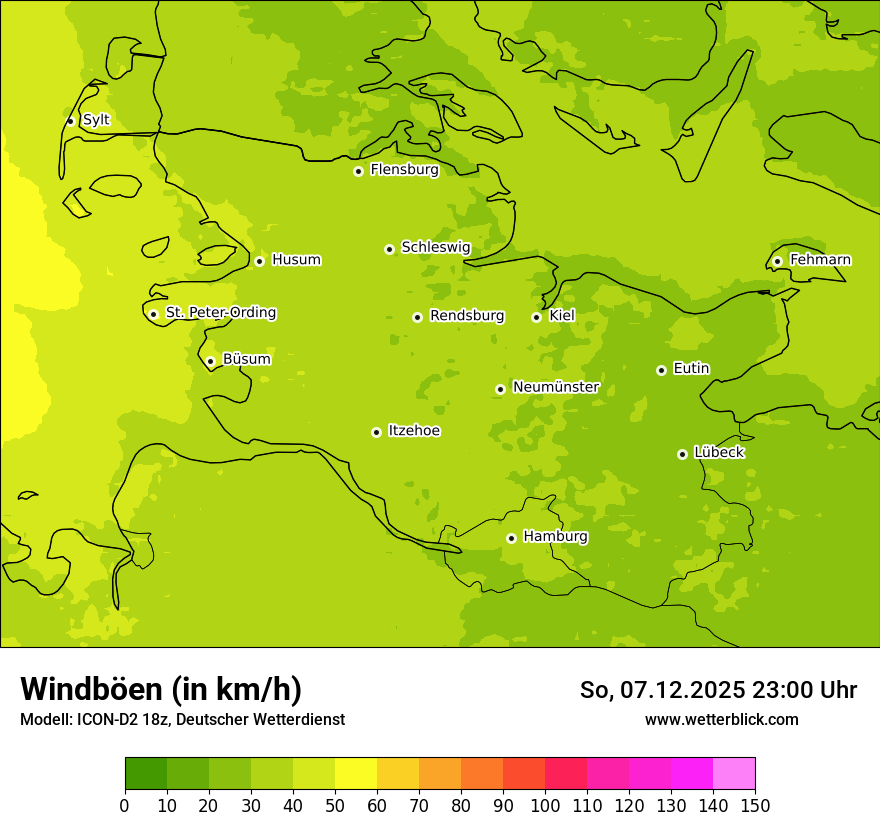 Modellkarten Windgeschwindigkeit