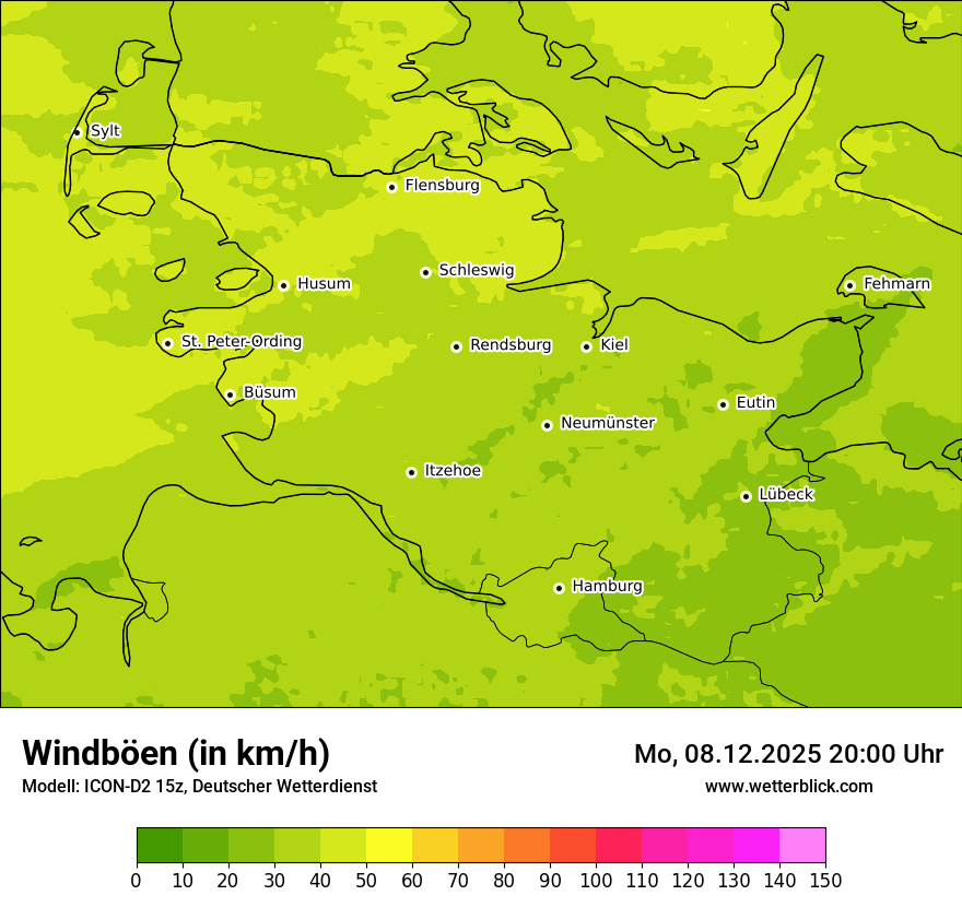 Modellkarten Windgeschwindigkeit