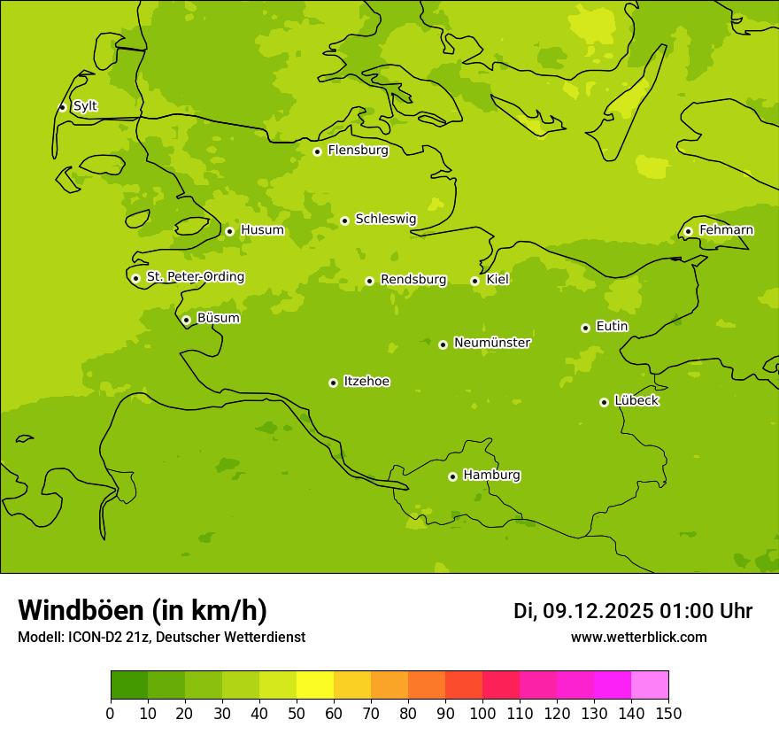 Modellkarten Windgeschwindigkeit
