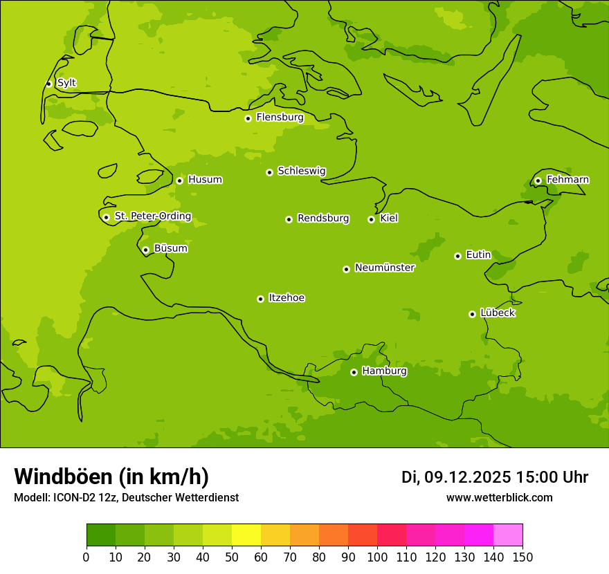 Modellkarten Windgeschwindigkeit