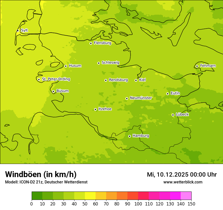Modellkarten Windgeschwindigkeit