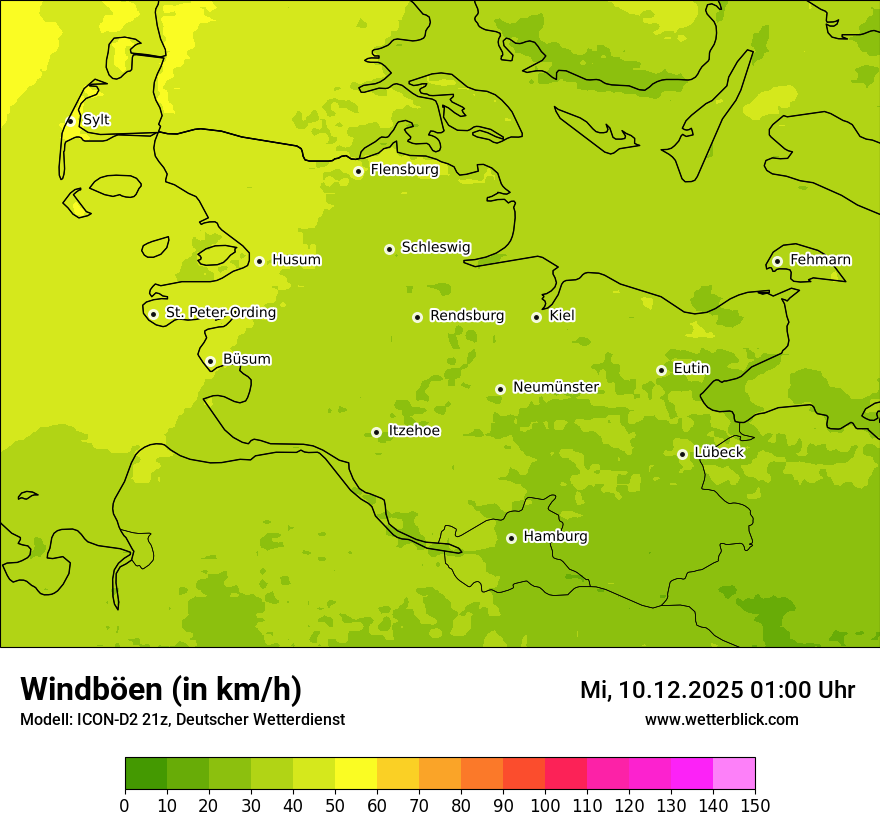 Modellkarten Windgeschwindigkeit