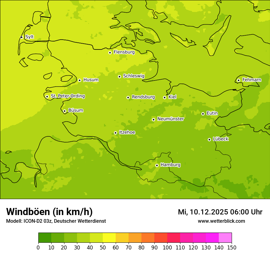 Modellkarten Windgeschwindigkeit