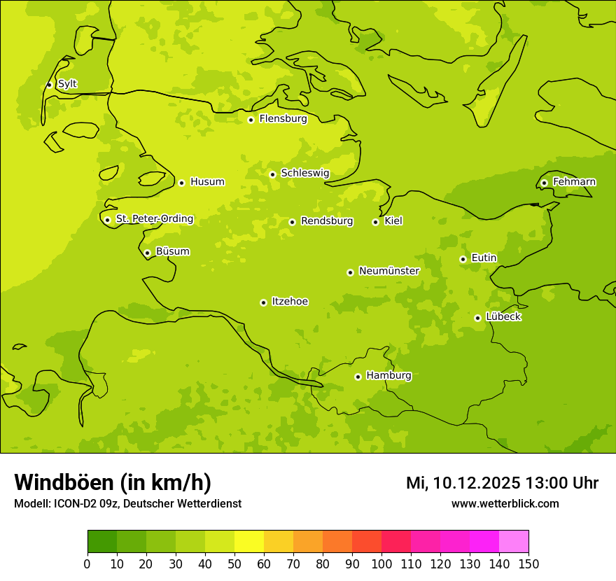Modellkarten Windgeschwindigkeit