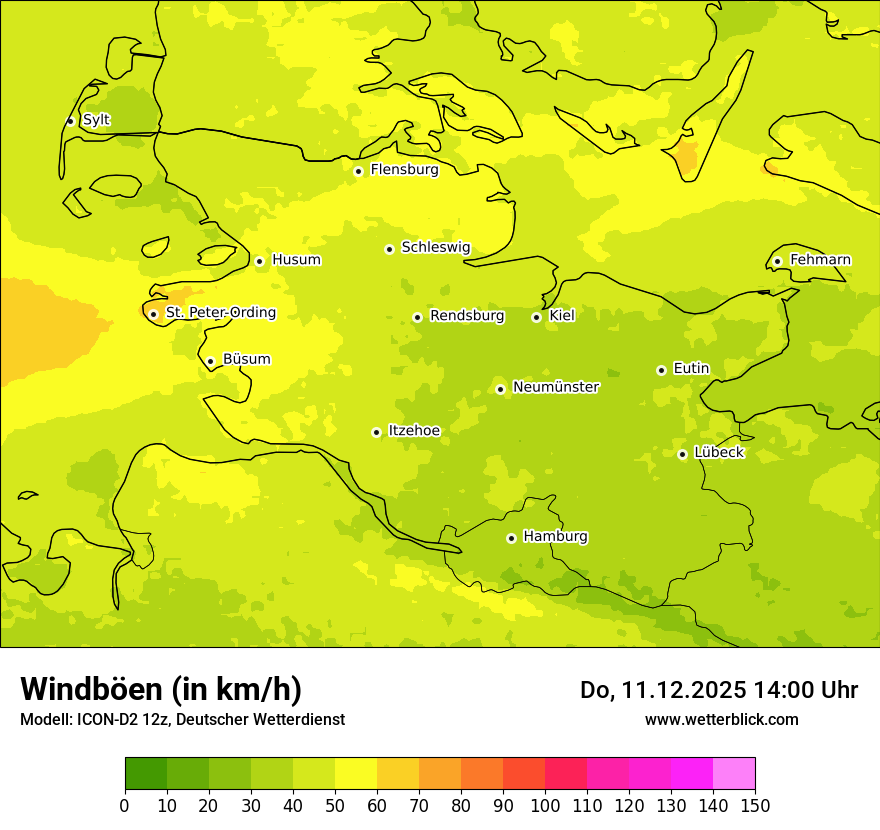 Modellkarten Windgeschwindigkeit