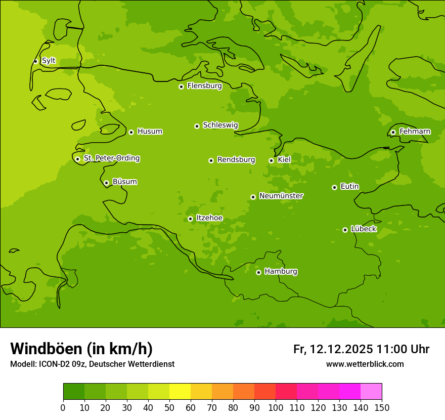 Modellkarten Windgeschwindigkeit