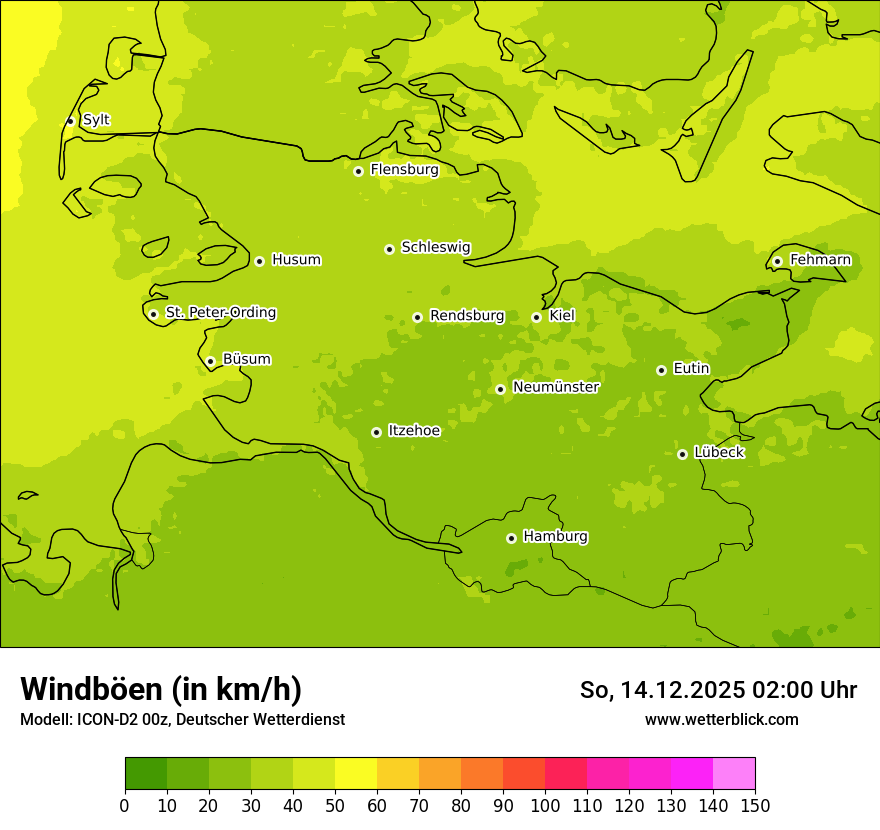 Modellkarten Windgeschwindigkeit
