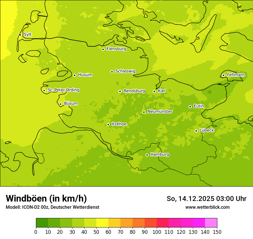Modellkarten Windgeschwindigkeit