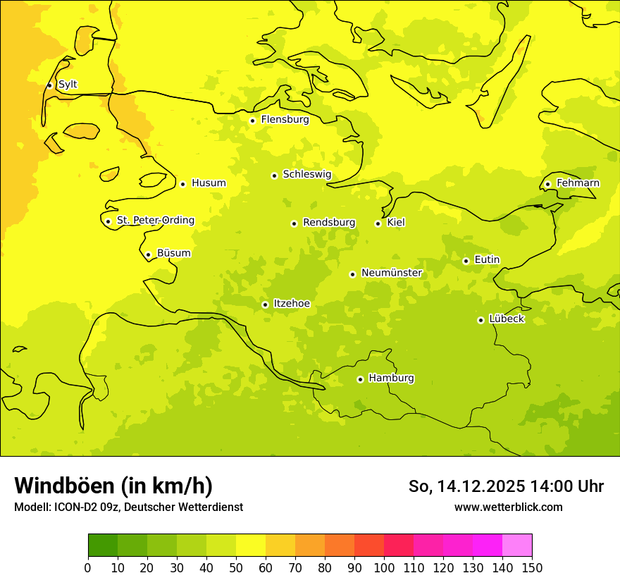 Modellkarten Windgeschwindigkeit