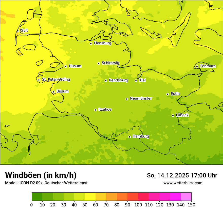 Modellkarten Windgeschwindigkeit