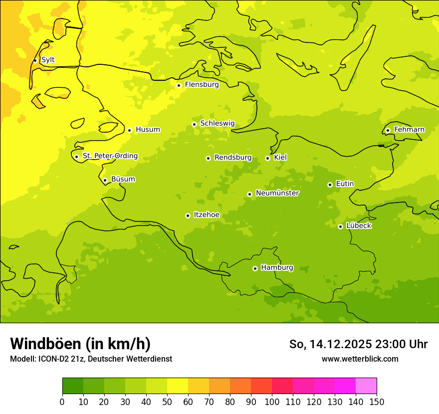 Modellkarten Windgeschwindigkeit